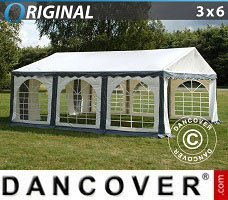 Tente de réception 3x6m PVC, Gris/Blanc